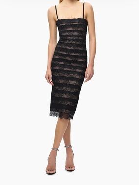 Hervé Léger - The Dara Lace Stripe Midi-Dress in size S